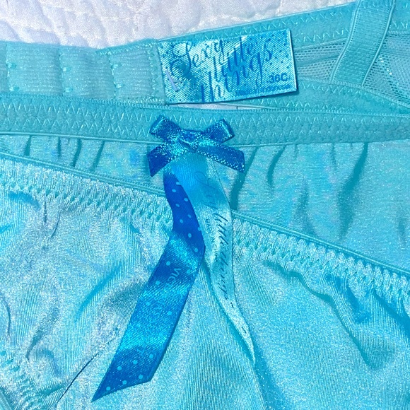 VS 2 PC Bride Tiffany Blue Wedding Demi Lined Bra Bling Bow Panties - Picture 7 of 9